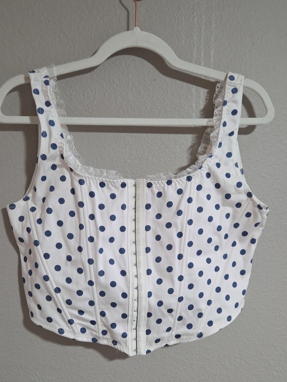 Altar'd State Alex Ruffle Trim Polka Dot Corset Tank Top
